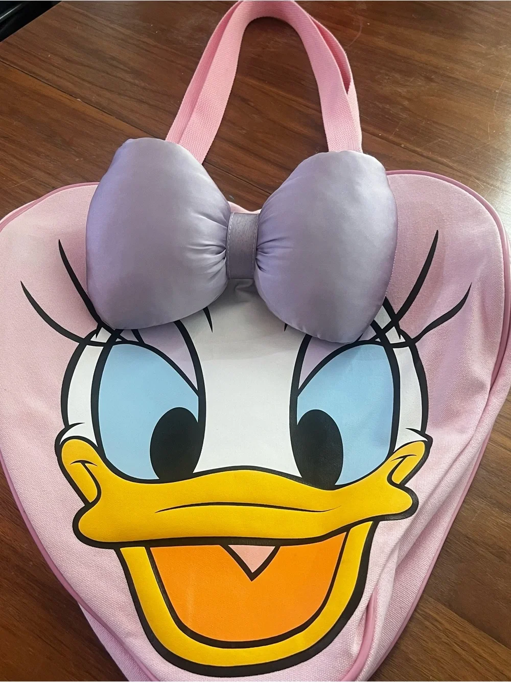 Disney Parks Daisy Duck Heart-Shaped Canvas Tote– Large Pink & Purple Shopper